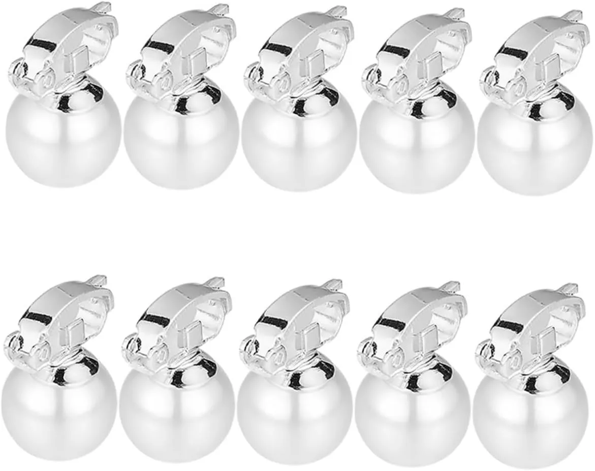 10pcs Pearl Hair Pin Clip Faux Pearl Hair Claw Barrettes for Women Non-pierced Ear Earrings Wedding Earring Clip