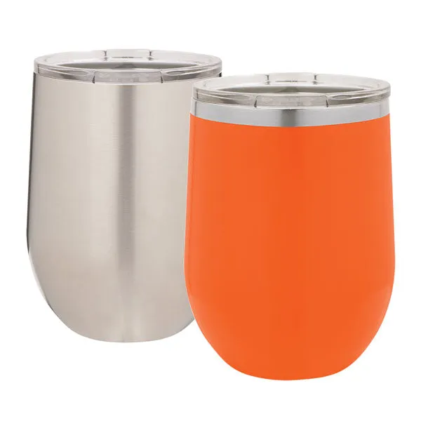 12 oz Blank Stainless Steel Insulated Stemless Wine Tumbler with Lid