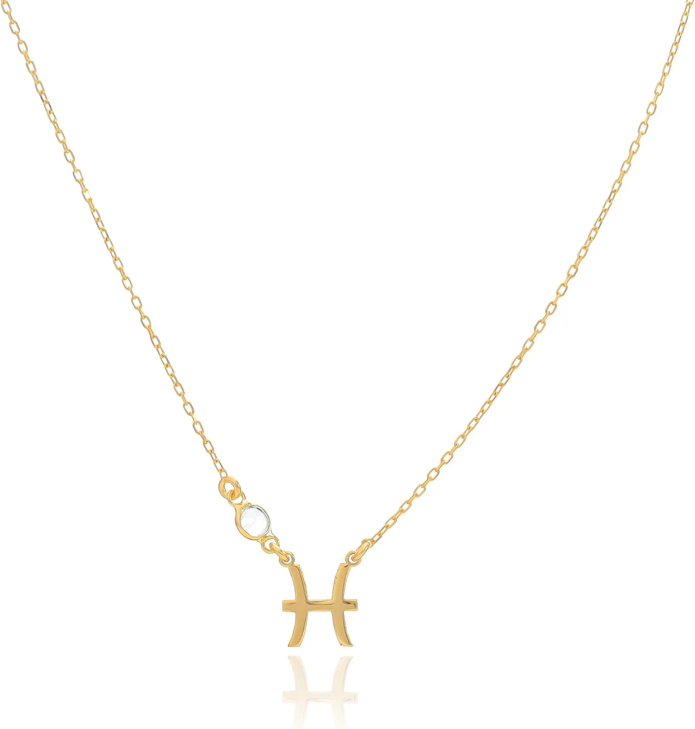 14K Gold Plated Zodiac Birthstone Crystal Pendant Necklace for Women, Horoscope Sign Charm Necklace, Personalized Zodiac Sign Birthstone Necklace Gift