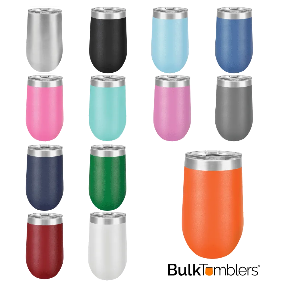 16 oz Blank Stainless Steel Insulated Stemless Wine Tumbler with Lid
