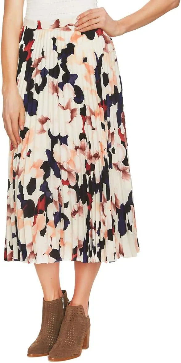 1.STATE Printed Pleated Midi Skirt