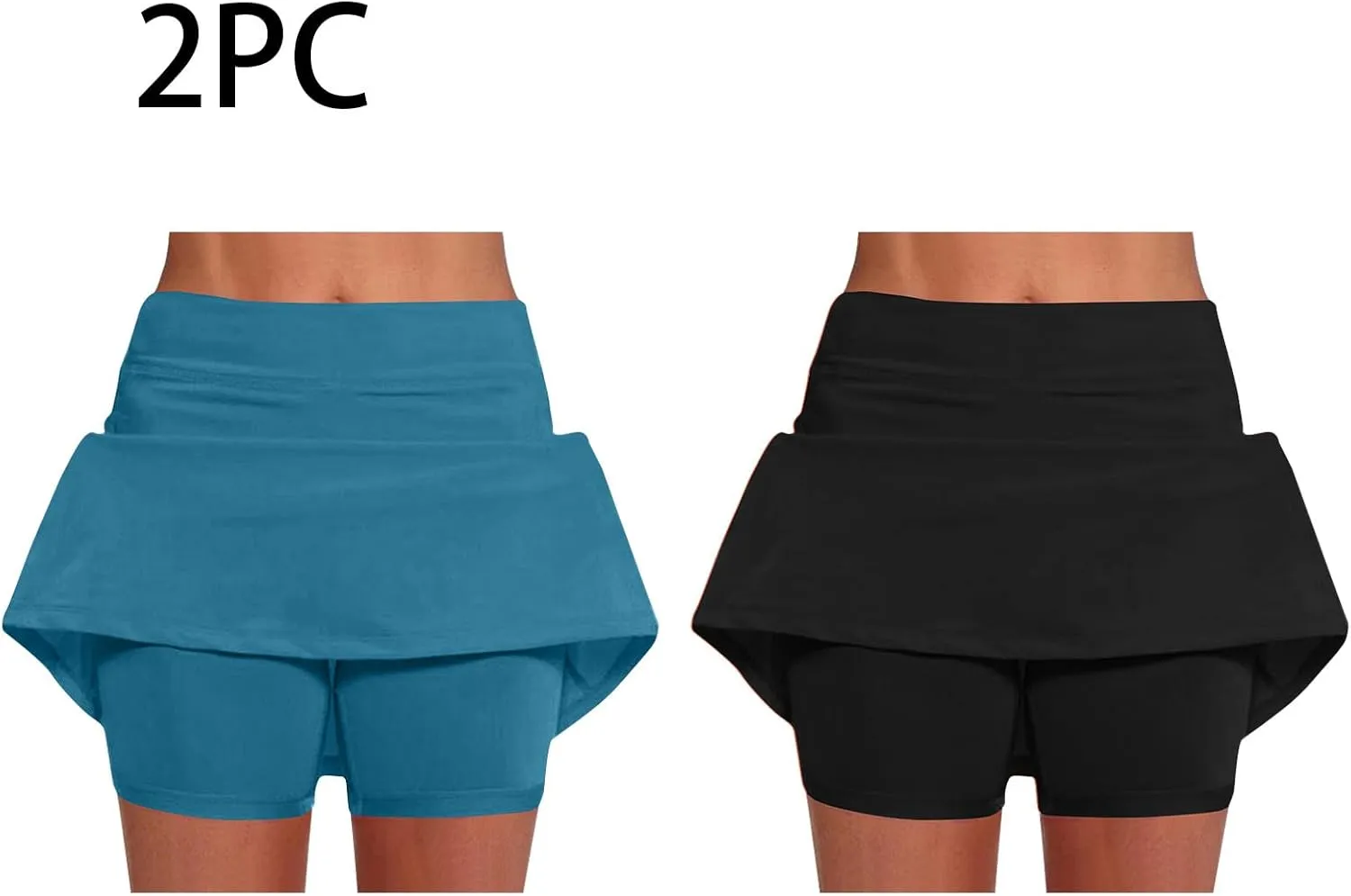 2 Pack Mini Skirts for Women Trendy Casual A Line High Waisted Summer Skorts Plus Size Fitness Athletic Tennis Skirts