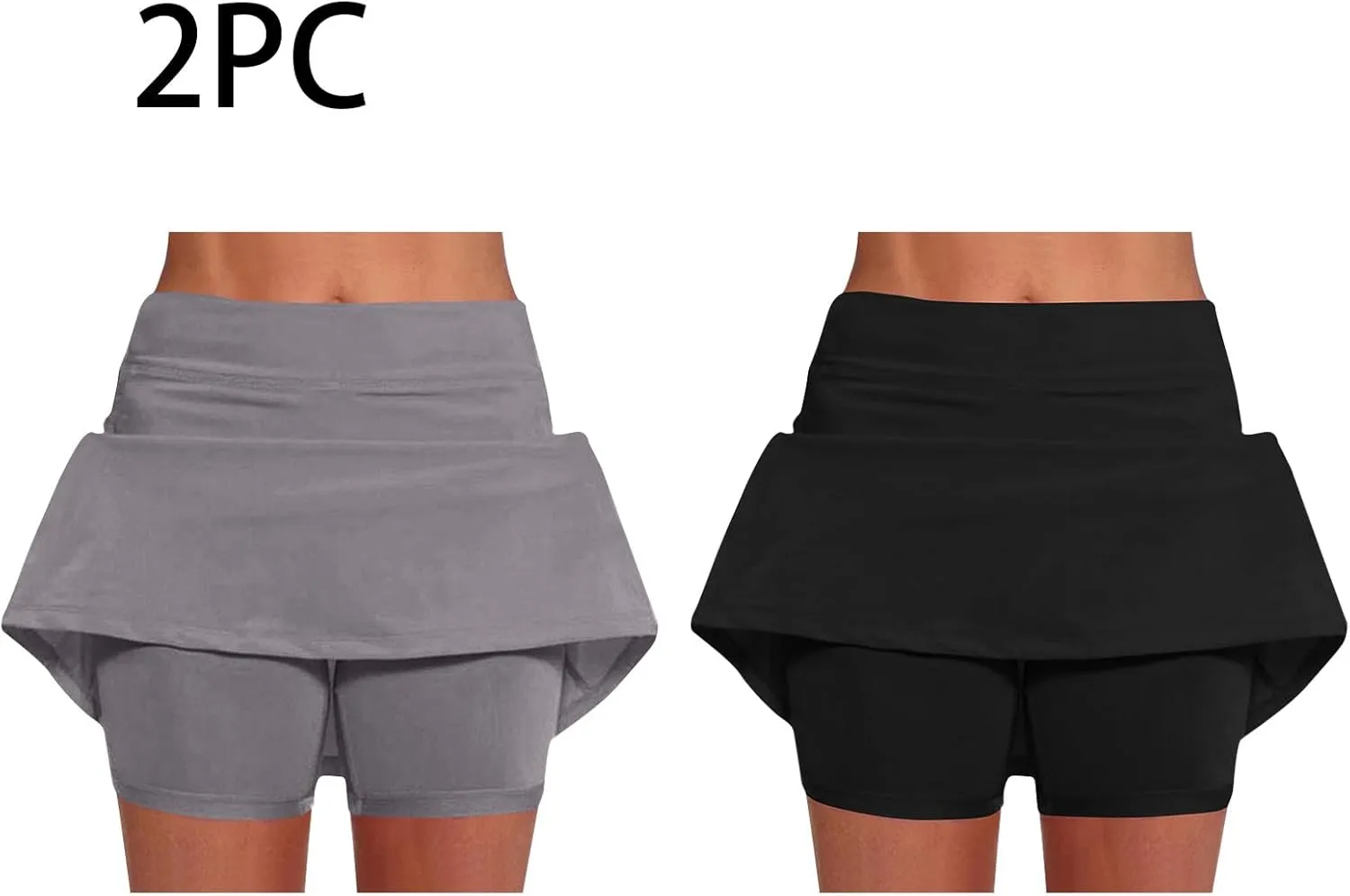 2 Pack Mini Skirts for Women Trendy Casual A Line High Waisted Summer Skorts Plus Size Fitness Athletic Tennis Skirts