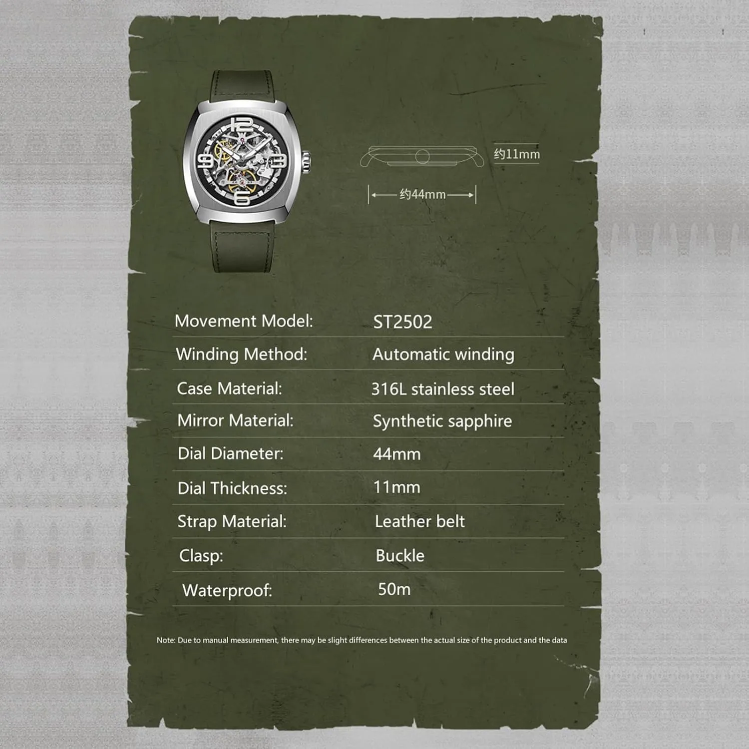 2024 Seagull Men's Mechanical Watches 44MM Skeleton Dial Luxury Man Wristwatch Sapphire Stainless Steel Waterproof Clock 6167