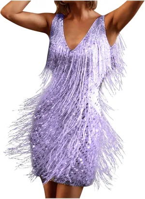 2025 Fashion Dress Skirts for Women Fringe V Neck Dress Party Sexy Casual Performance Funky Fun Dresses