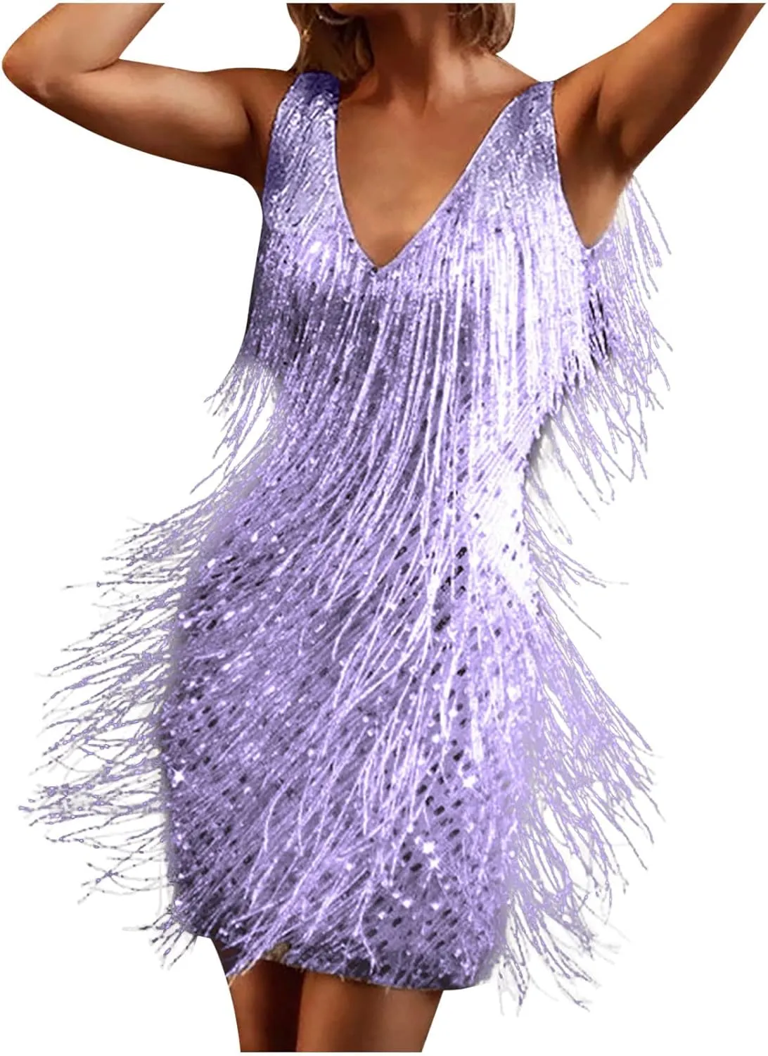 2025 Fashion Dress Skirts for Women Fringe V Neck Dress Party Sexy Casual Performance Funky Fun Dresses