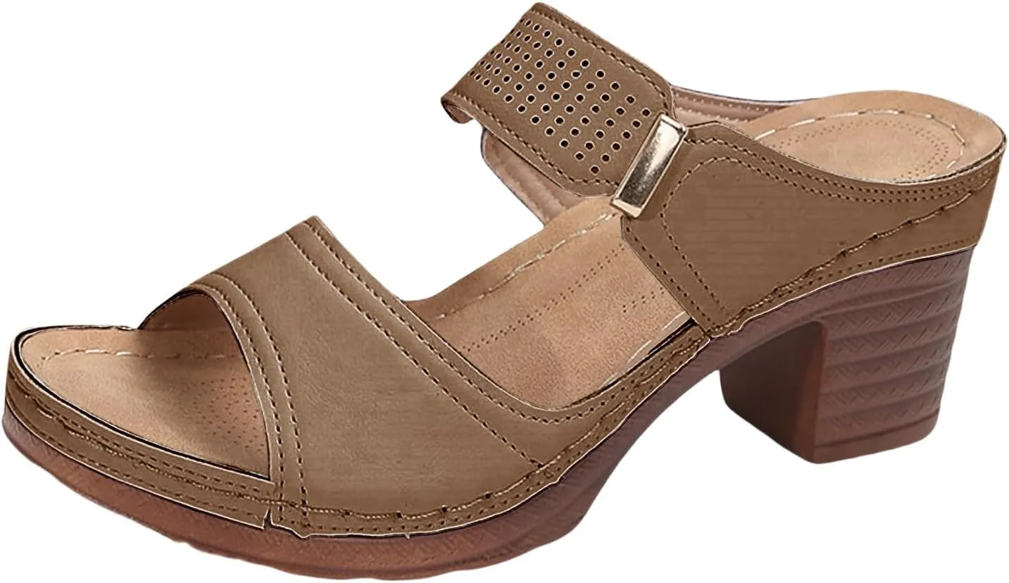 2025 Sandals for Women Platform Heeled Sandal Summer Shoes for Women Open Toe Wedding Party Dress Sandals Walking Sandal for Daily Wear Fashion Trendy Slip-on Shoes 2025