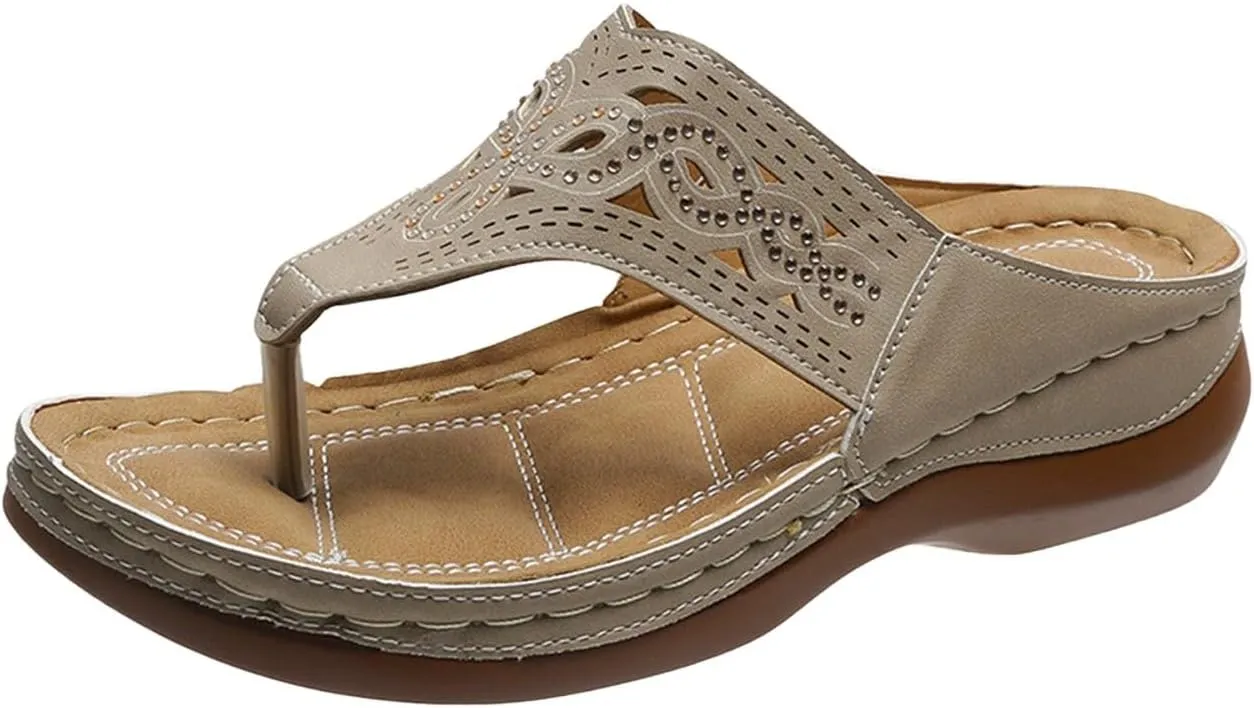 2025 Soft Bottom Orthopedic Flip Flops Comfort Orthotic Casual Women Sandals with Arch Support Womens Flip Flops (Brown, 9)