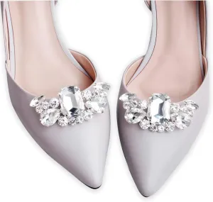 2PCS Rhinestone Wedding Shoe Clips, Removable Buckle Decorative Crystal Shoes Clutch Bag Clothing Decor Accessories for Women Girls Bride Party Shoe Decoration Charms