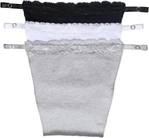 3 Pack Women Deep Neck Clip On Synthetic Lace Camisole
