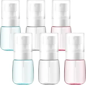 6 Pack 1oz 30ml Travel Spray Bottles TSA Approved - Leakproof Plastic Fine Mist Sprayers for Toiletries, Skincare & Plants, Portable Mini Sprayer Set with Secure Caps & Assorted Colors