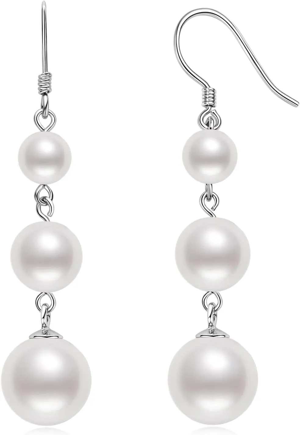 925 Sterling Silver Freshwater Pearl Drop Earrings for Women - June Birthstone Long Dangle Jewelry Gifts for Mom, Wife, Girlfriend
