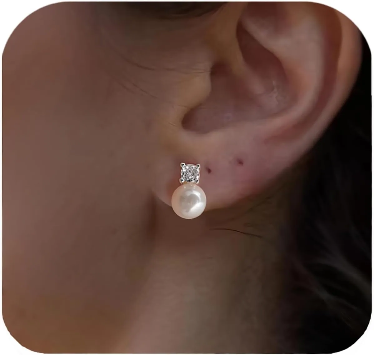 925 Sterling Silver Post Pearl Earrings Gold/Silver CZ Diamond Pearl Stud Earrings Bridesmaid Wedding Earrings Women Jewelry Gifts 6mm/8mm/10mm
