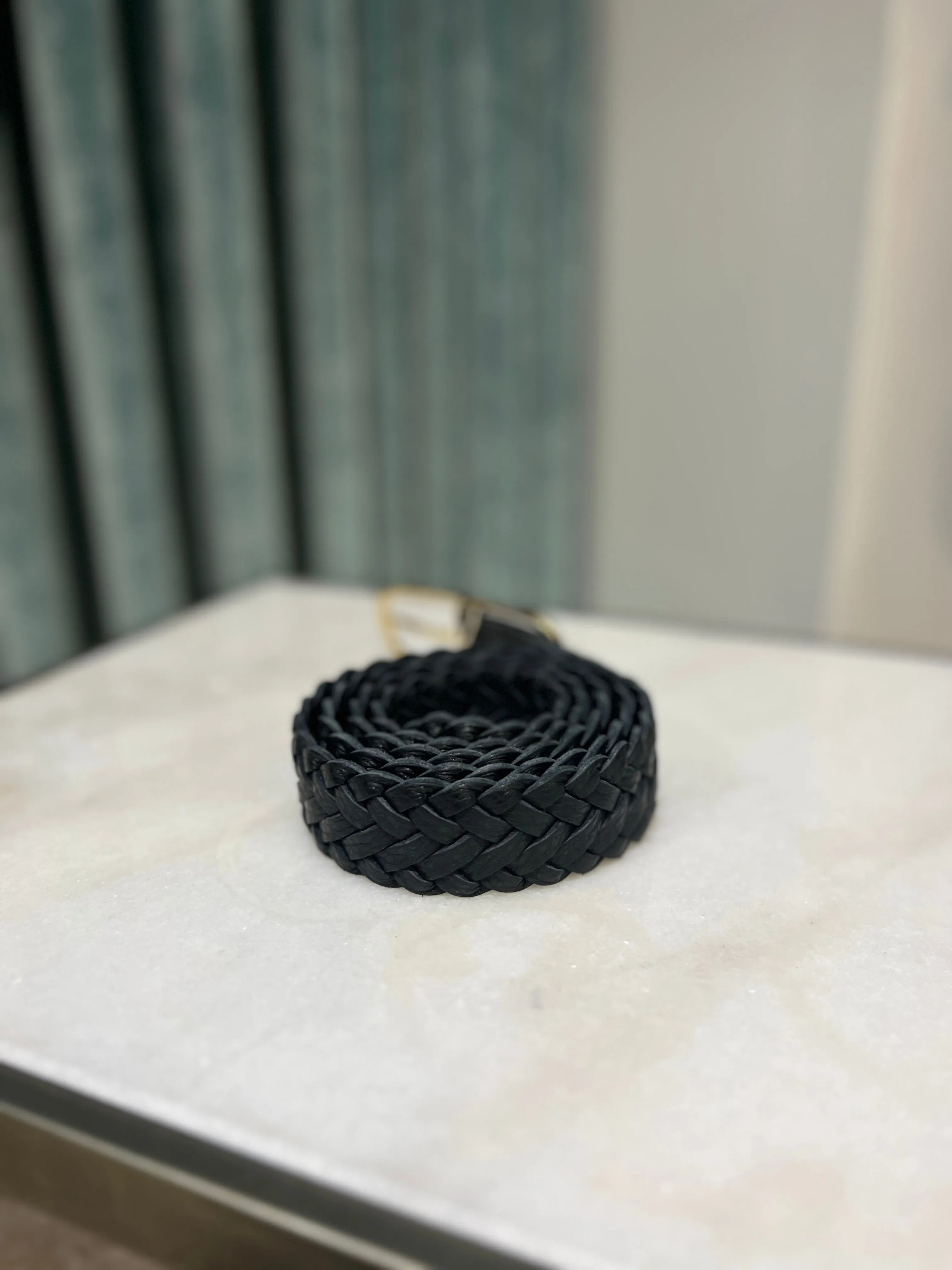 Abro Small Plaited Belt in Black