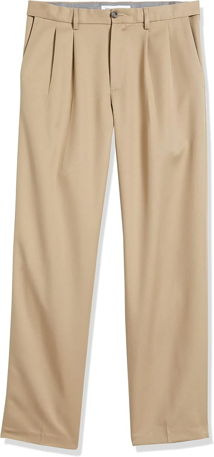 Amazon Essentials Men's Classic-Fit Expandable-Waist Pleated Dress Pant