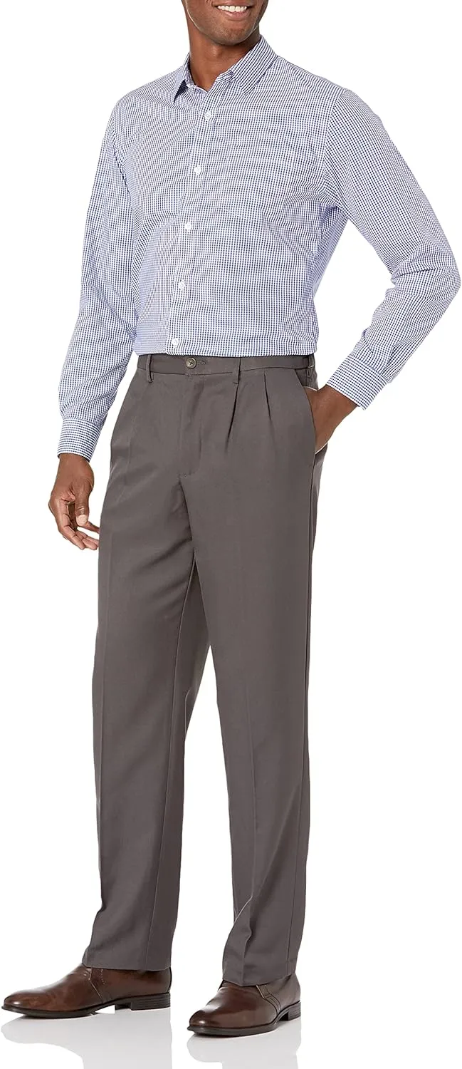 Amazon Essentials Men's Classic-Fit Expandable-Waist Pleated Dress Pant