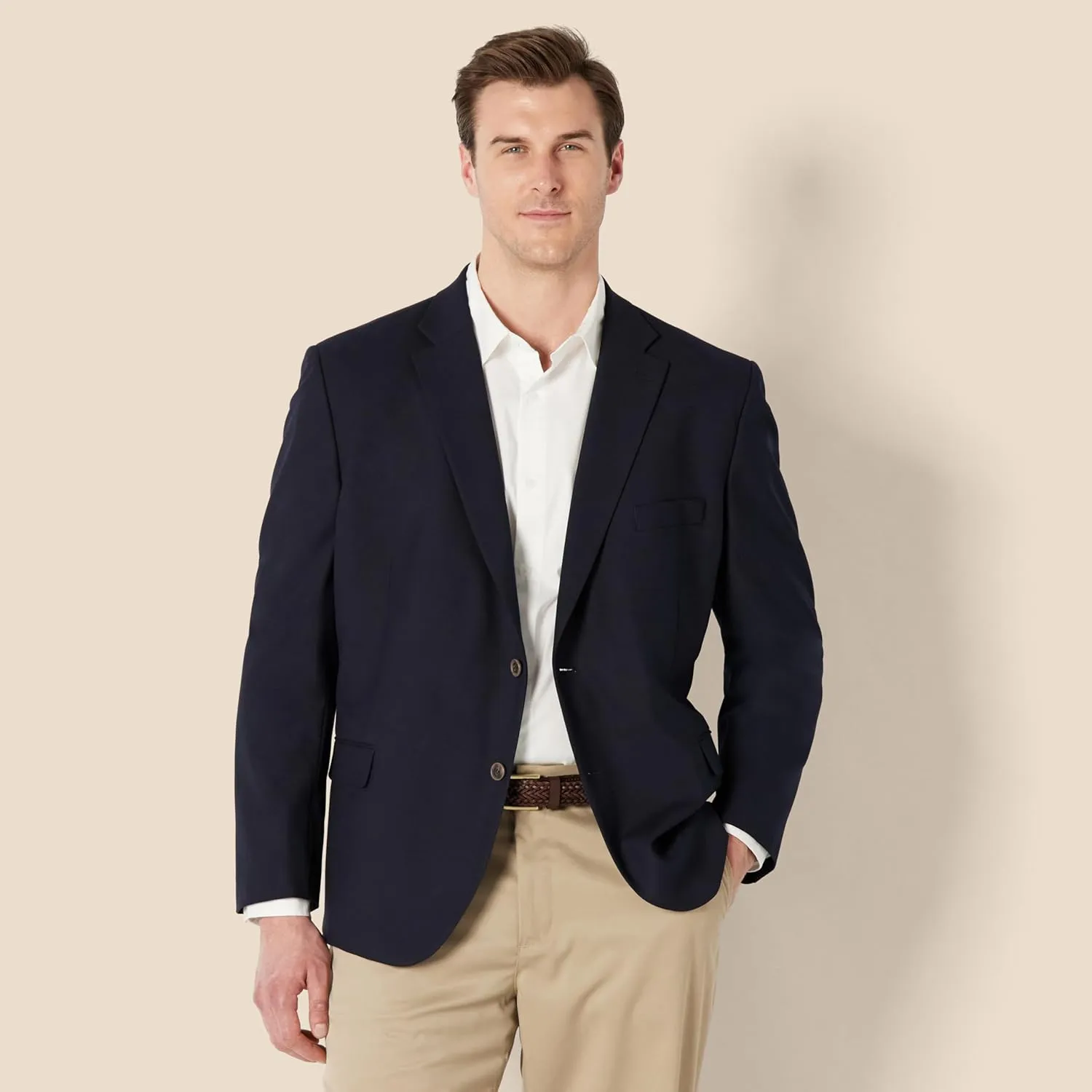 Amazon Essentials Men's Long-Sleeve Classic-fit Button-Front Stretch Blazer