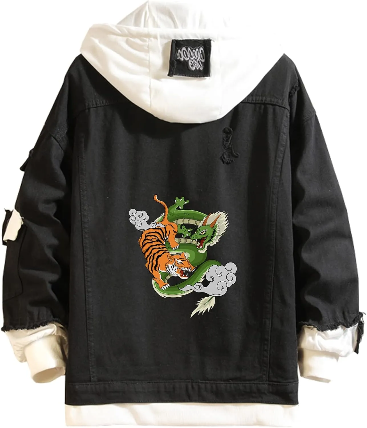 Angry Tiger Printed Denim Jacket Tiger Printed Hoodie Denim Jacket Jean for Men Women Teen Gift