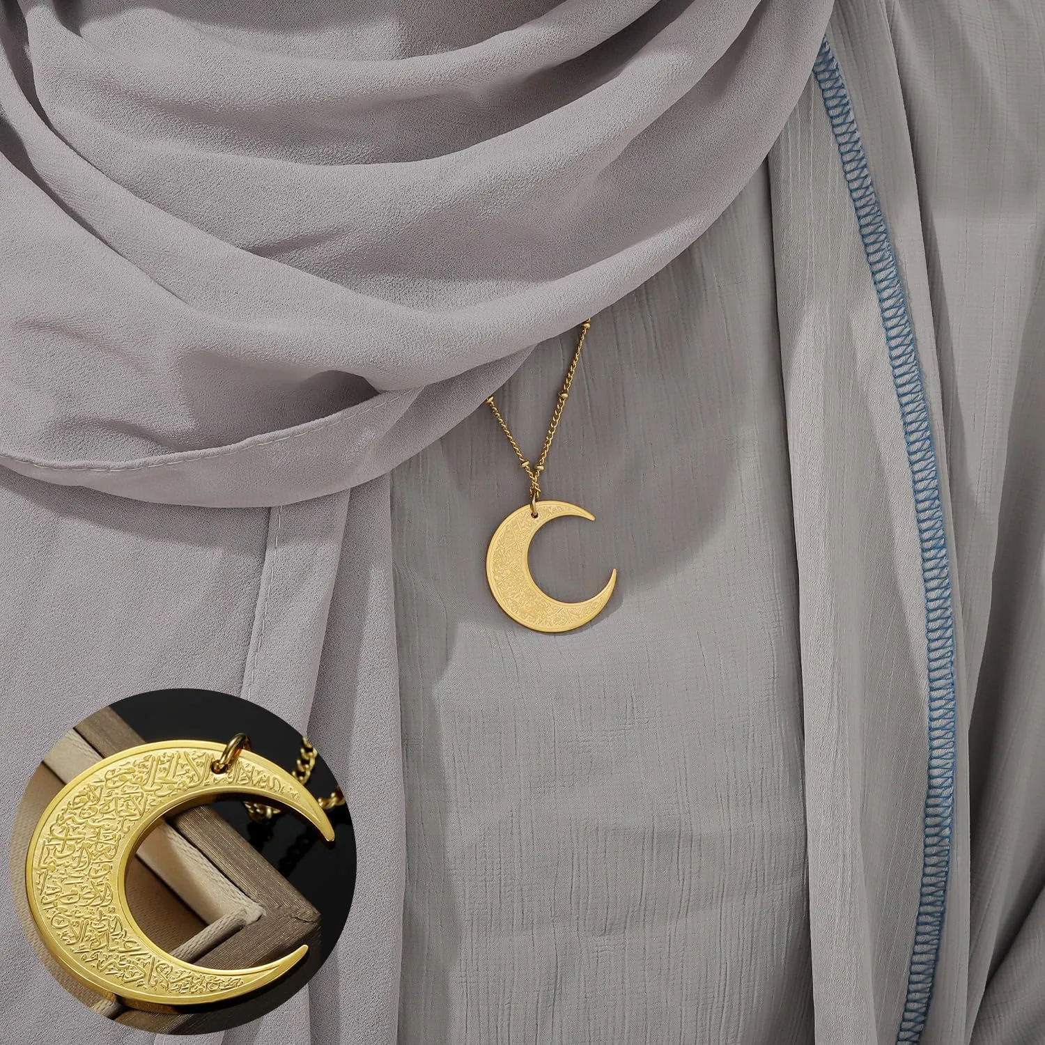 Ayatul Kursi Tag | Women-Arabic Gold Muslim Religion Jewelry Spirit Prayer Quran Allah Pendant Chain For Women Christmas Arabic Jewelry Ramadan gifts