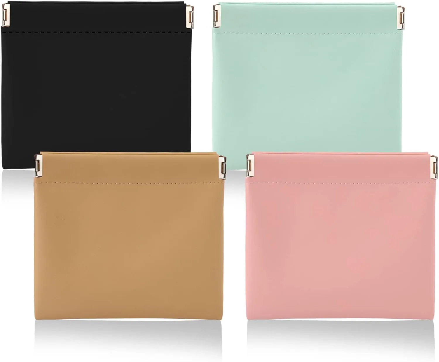 BABORUI 4Pcs Small Makeup Bag for Purse, Pocket Cosmetic Bag Squeeze Top, Portable Mini Travel Makeup Bag for Women