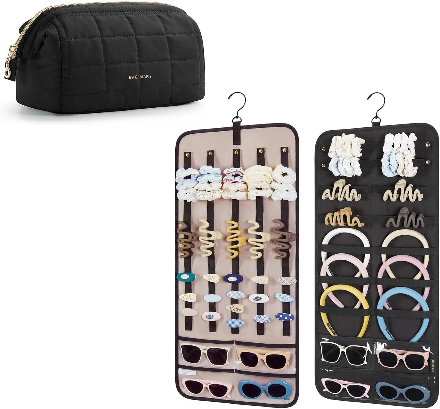 BAGSMART Travel Toiletry Bag   Claw Clip Organizer