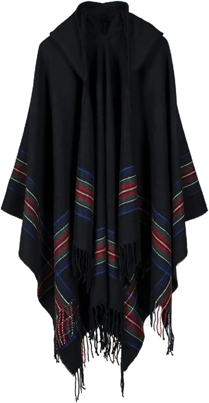 Bakerdani Poncho Capes with Hood Pashmina Cardigans Blanket Shawls with Tassels