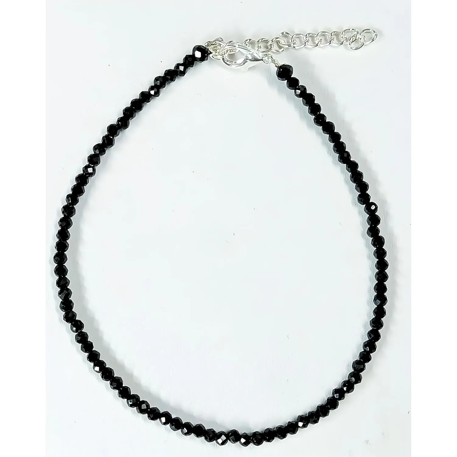 Black Bead Crystal Charm Anklet Bracelet Handmade Simple Summer Beach Waterproof Ankle Foot Chain Bracelets for Women Minimalist Jewelry Adjustable (Plain Black Bead)