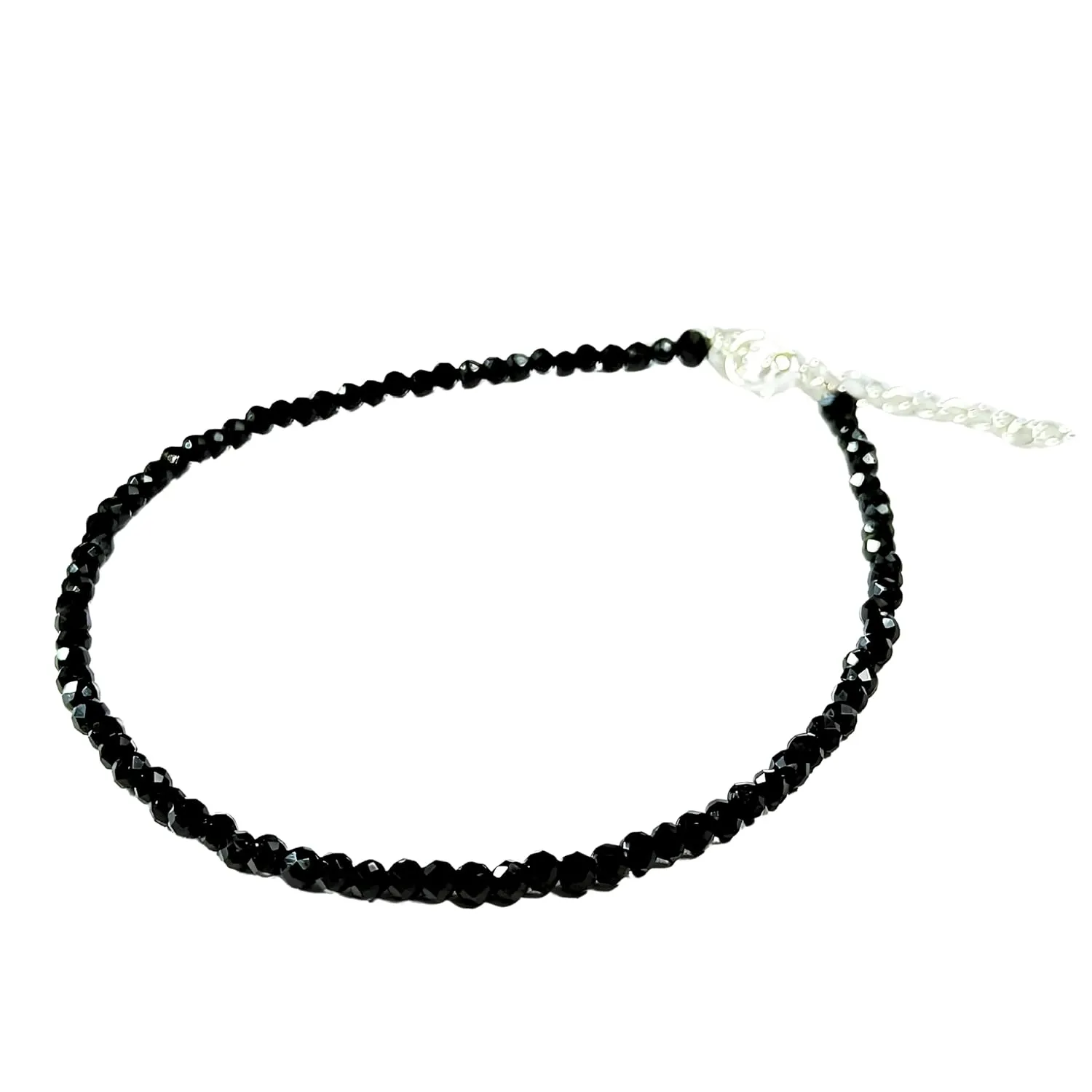 Black Bead Crystal Charm Anklet Bracelet Handmade Simple Summer Beach Waterproof Ankle Foot Chain Bracelets for Women Minimalist Jewelry Adjustable (Plain Black Bead)