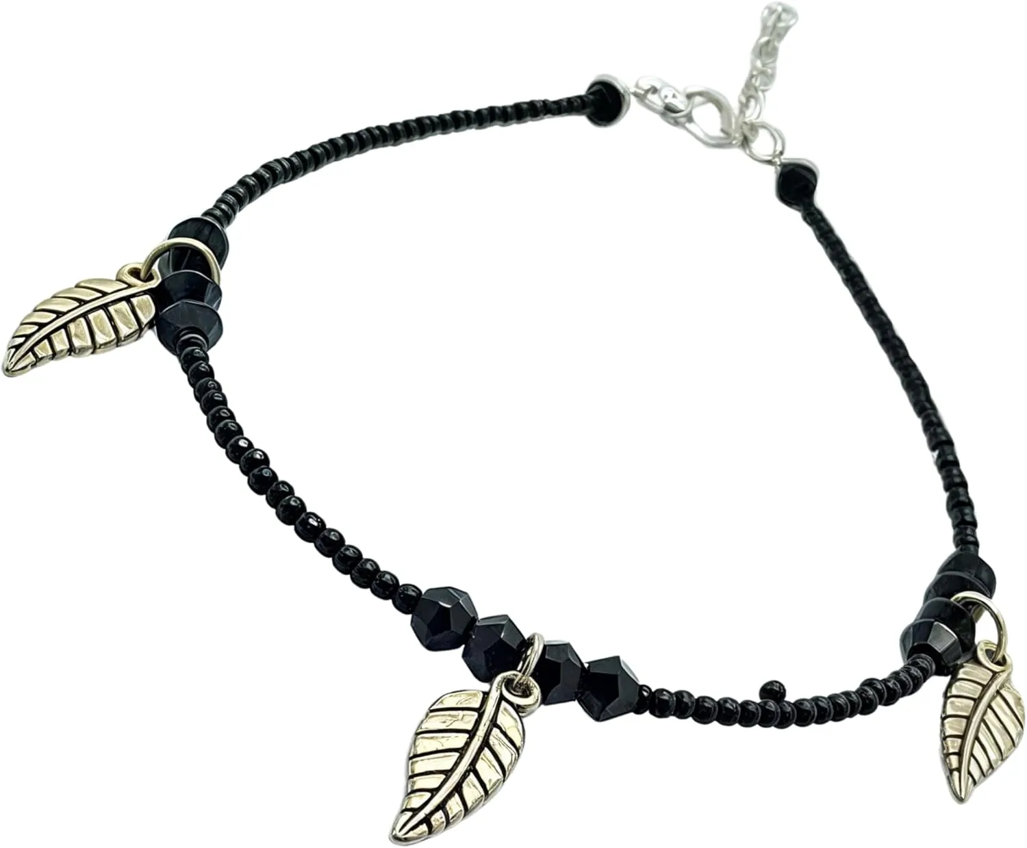 Black Bead Crystal Charm Anklet Bracelet Handmade Simple Summer Beach Waterproof Ankle Foot Chain Bracelets for Women Minimalist Jewelry Adjustable