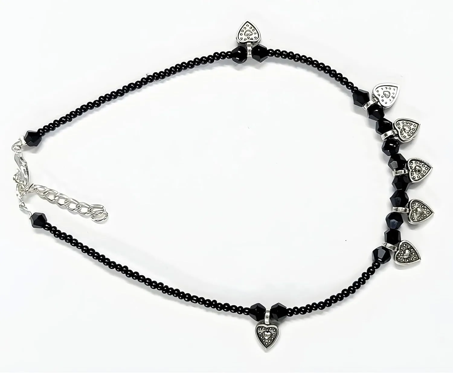 Black Bead Crystal Charm Anklet Bracelet Handmade Simple Summer Beach Waterproof Ankle Foot Chain Bracelets for Women Minimalist Jewelry Adjustable