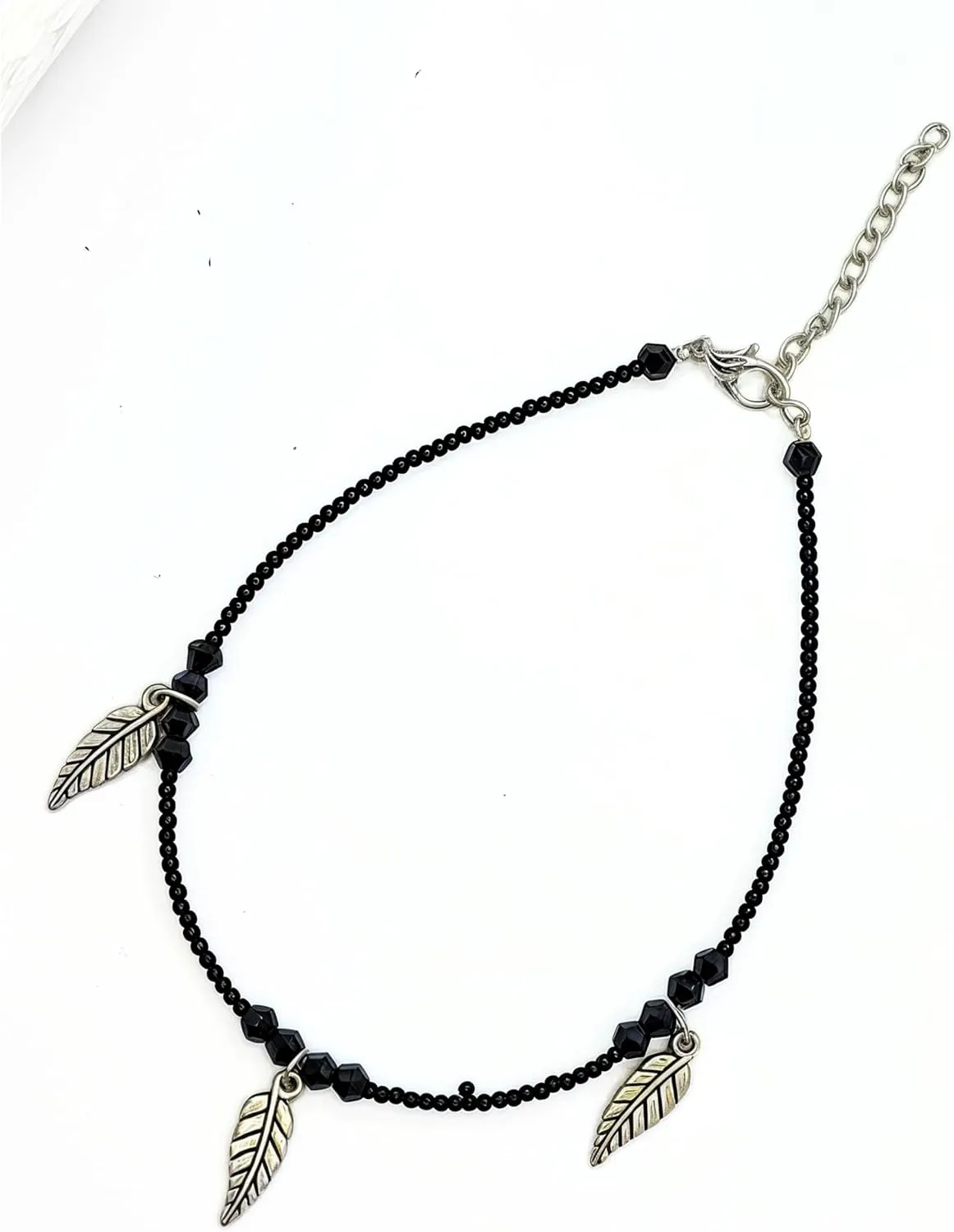 Black Bead Crystal Charm Anklet Bracelet Handmade Simple Summer Beach Waterproof Ankle Foot Chain Bracelets for Women Minimalist Jewelry Adjustable