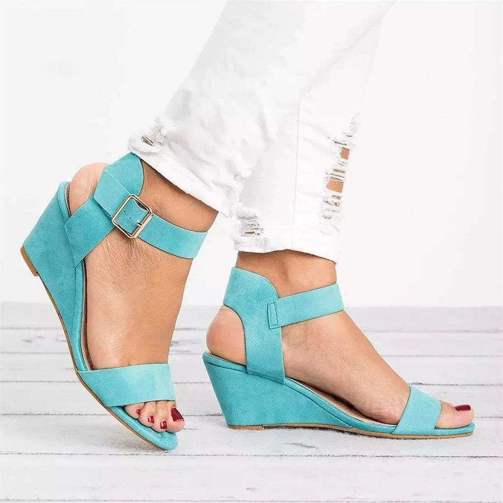 Black Sandals Women Wedge, Women's Ankle Strap Chunky Chunky Heel Sandals Block Open Toe Party Dress Shoes