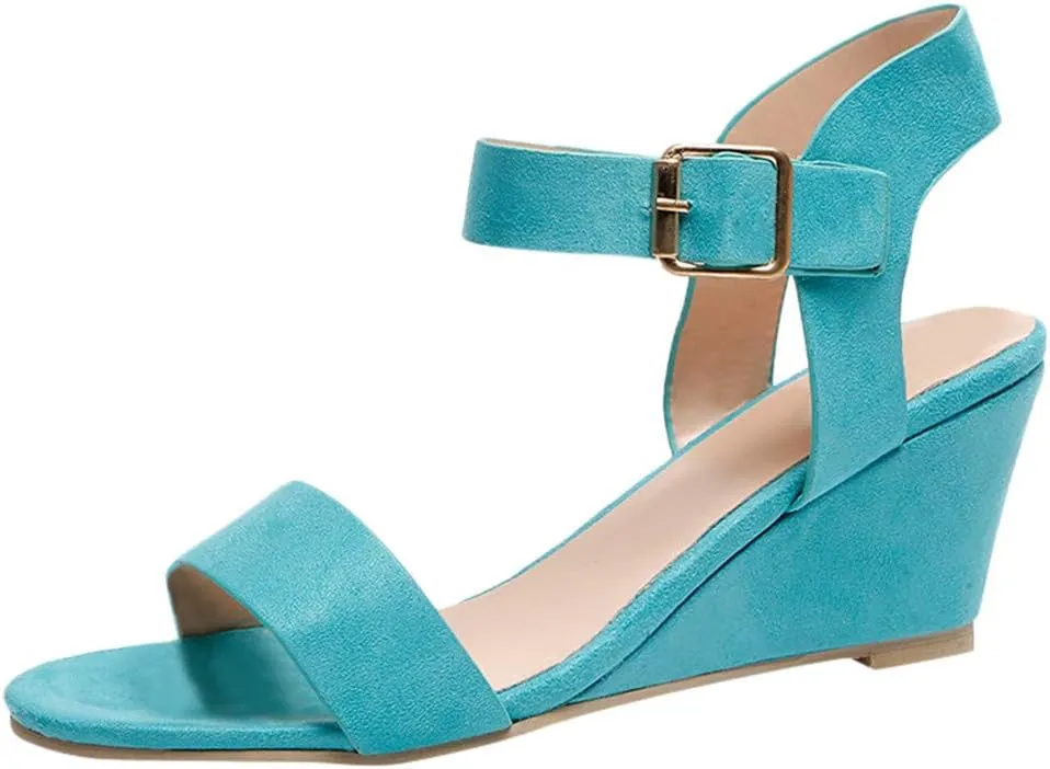 Black Sandals Women Wedge, Women's Ankle Strap Chunky Chunky Heel Sandals Block Open Toe Party Dress Shoes
