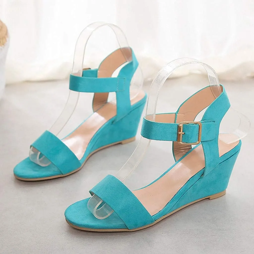 Black Sandals Women Wedge, Women's Ankle Strap Chunky Chunky Heel Sandals Block Open Toe Party Dress Shoes