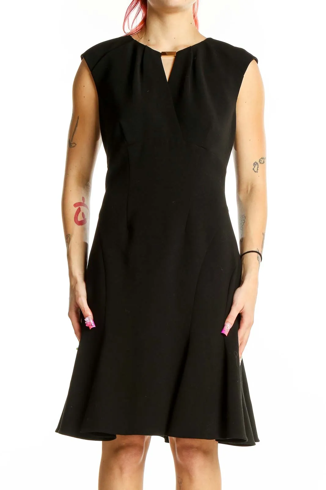 Black Sleeveless Fit-and-Flare Dress