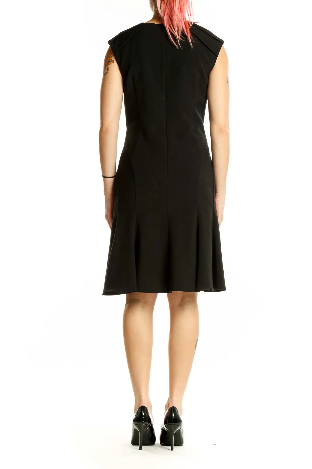 Black Sleeveless Fit-and-Flare Dress