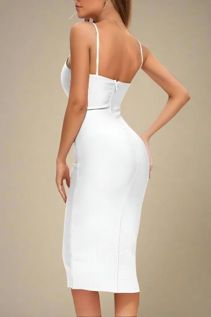 Blanche Bandage Midi Dress - Pearl White