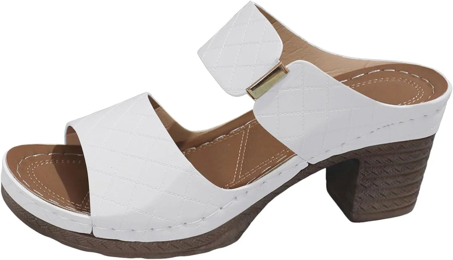 Block Heel Sandals for Women Heeled Two Strap Open Toe Low Chunky Heels Slip On Comfortable Womens Mid Ankle Sandal Casual Slippers Summer Backless Mules Slide Walking Shoes For Party Beach Vacation