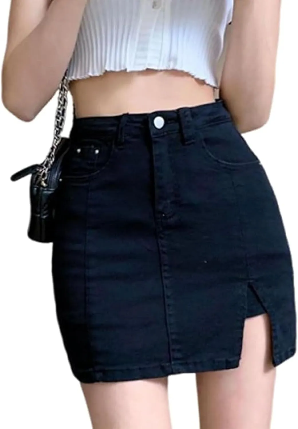 Bloomy Skorts, Bloomy Jean Skorts Women High Waisted Casual Stretchy Denim Skirt Side Split Mini Skirts