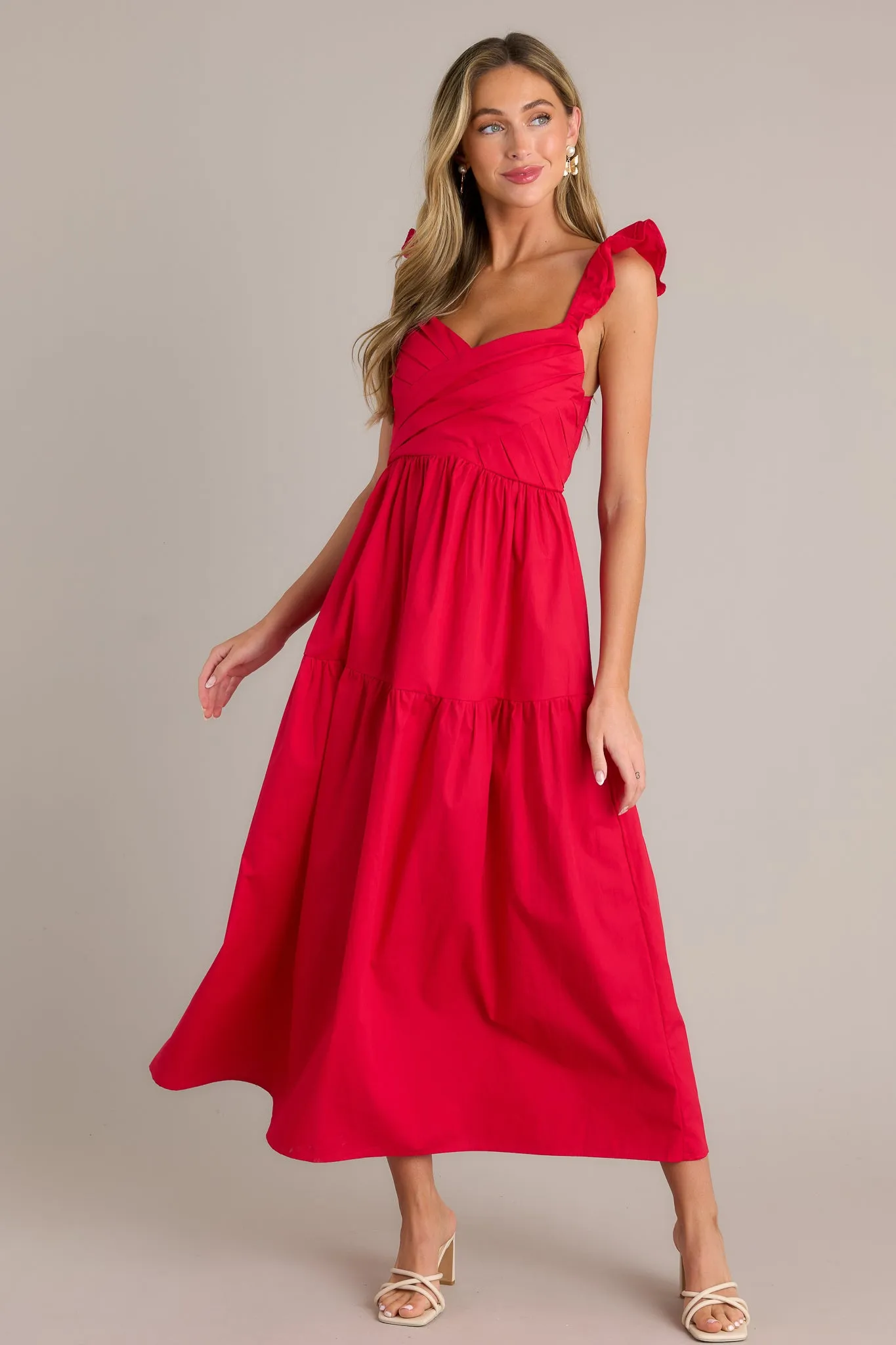 Blushing Belle Red Midi Dress