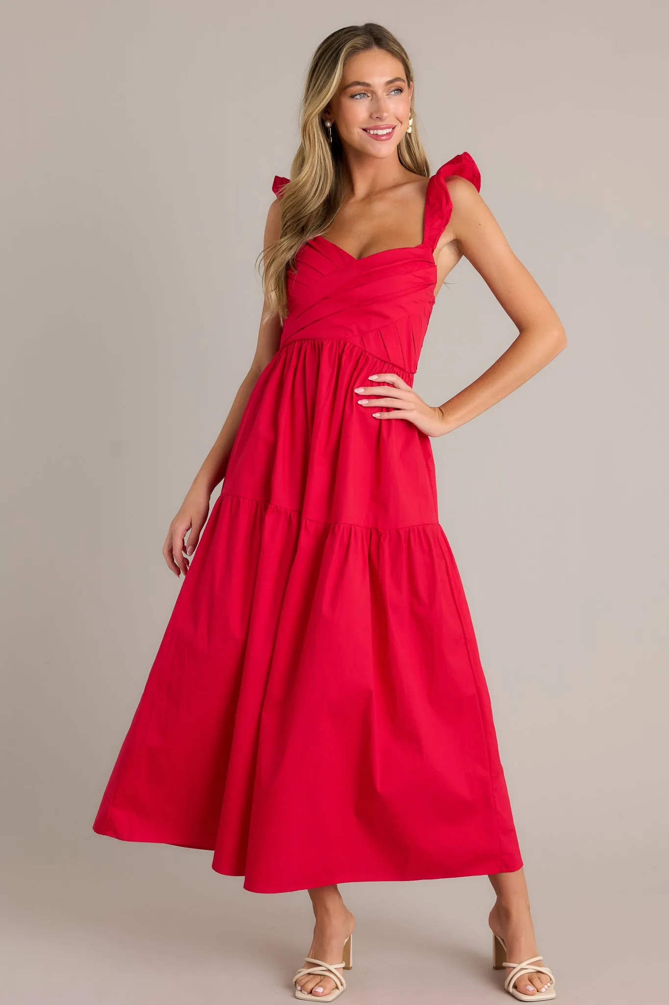 Blushing Belle Red Midi Dress