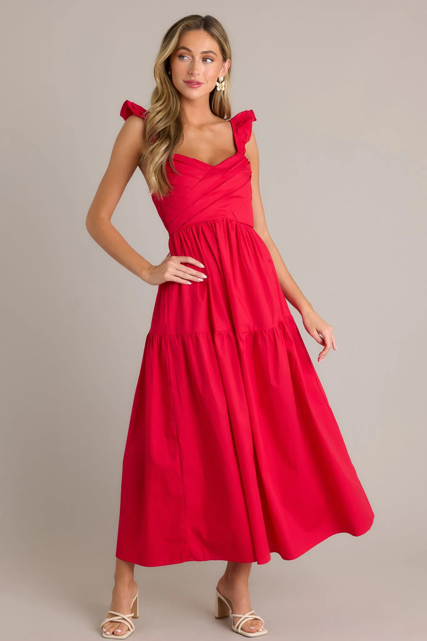 Blushing Belle Red Midi Dress