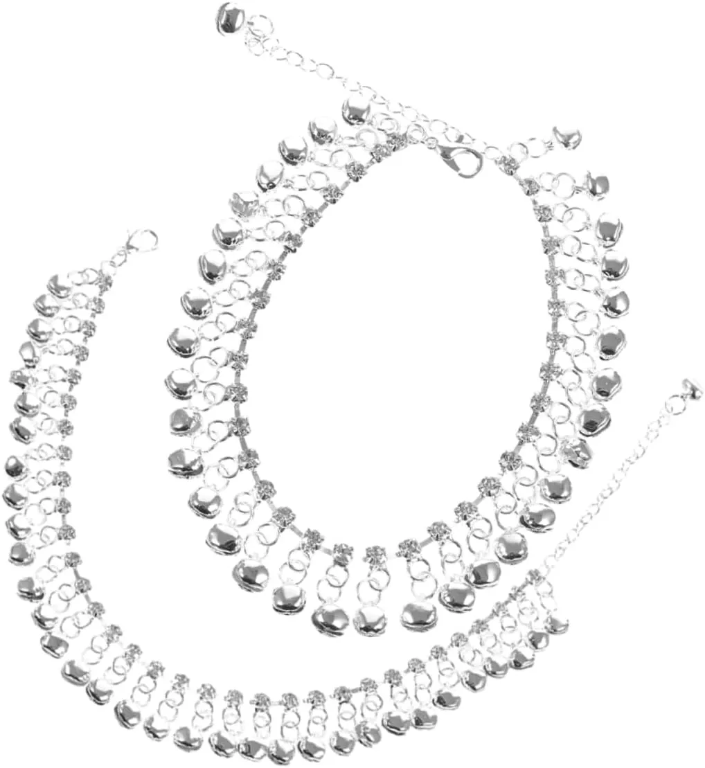 Boho Bell Charms Anklet Bracelet Set Metal Bead Anklet for Women Casual Beach Jewelry