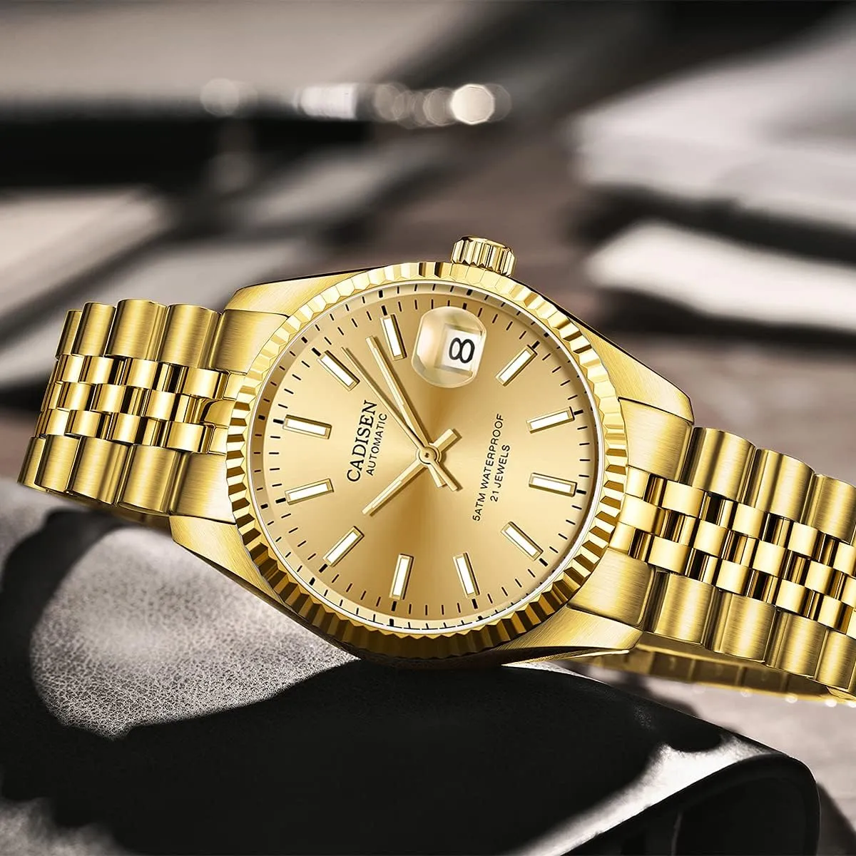 CADISEN Automatic Watches Men's Mechanical MIYOTA 8215 Business Waterproof Wristwatch