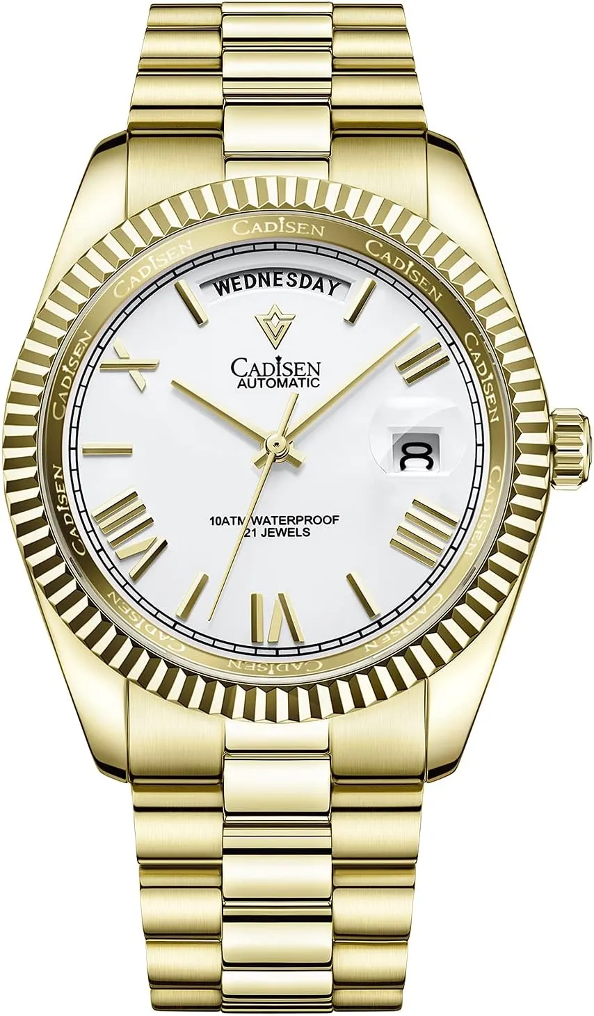 CADISEN Mens Automatic MIYOTA 8285 Mechanical Watch Casual Watches for Men Waterproof Sapphire