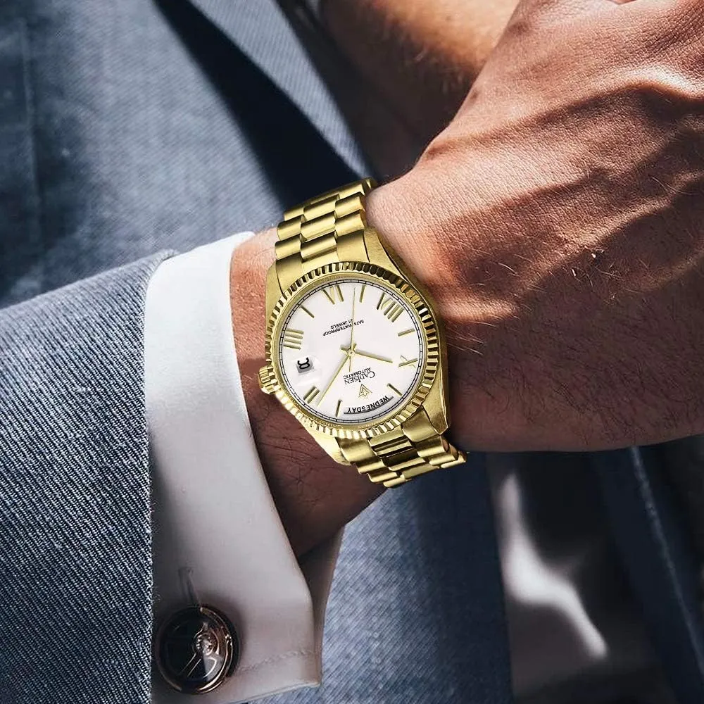 CADISEN Mens Automatic MIYOTA 8285 Mechanical Watch Casual Watches for Men Waterproof Sapphire