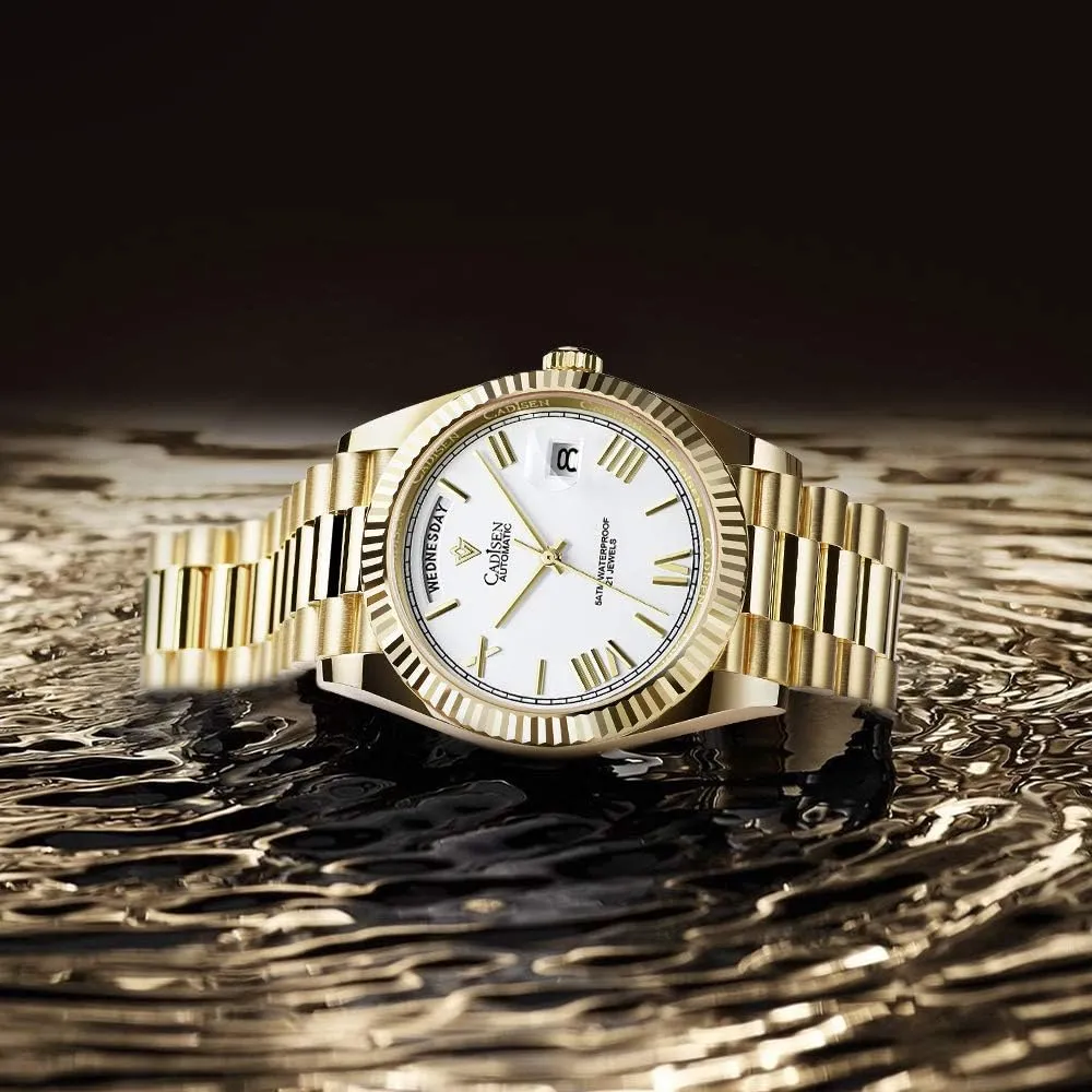 CADISEN Mens Automatic MIYOTA 8285 Mechanical Watch Casual Watches for Men Waterproof Sapphire