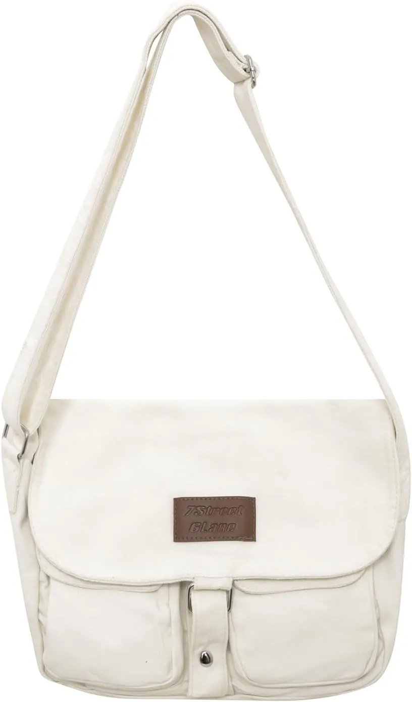 Canvas Messenger Bag for Men Women,Small Crossbody Shoulder Bag,Vintage Military Satchel