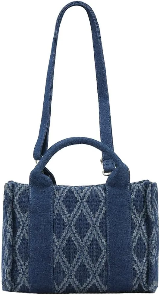 Canvas Tote Bag for Women Crossbody Purse Travel Shoulder Bag Vintage Denim Messenger Bag Satchel Handbag with Zipper