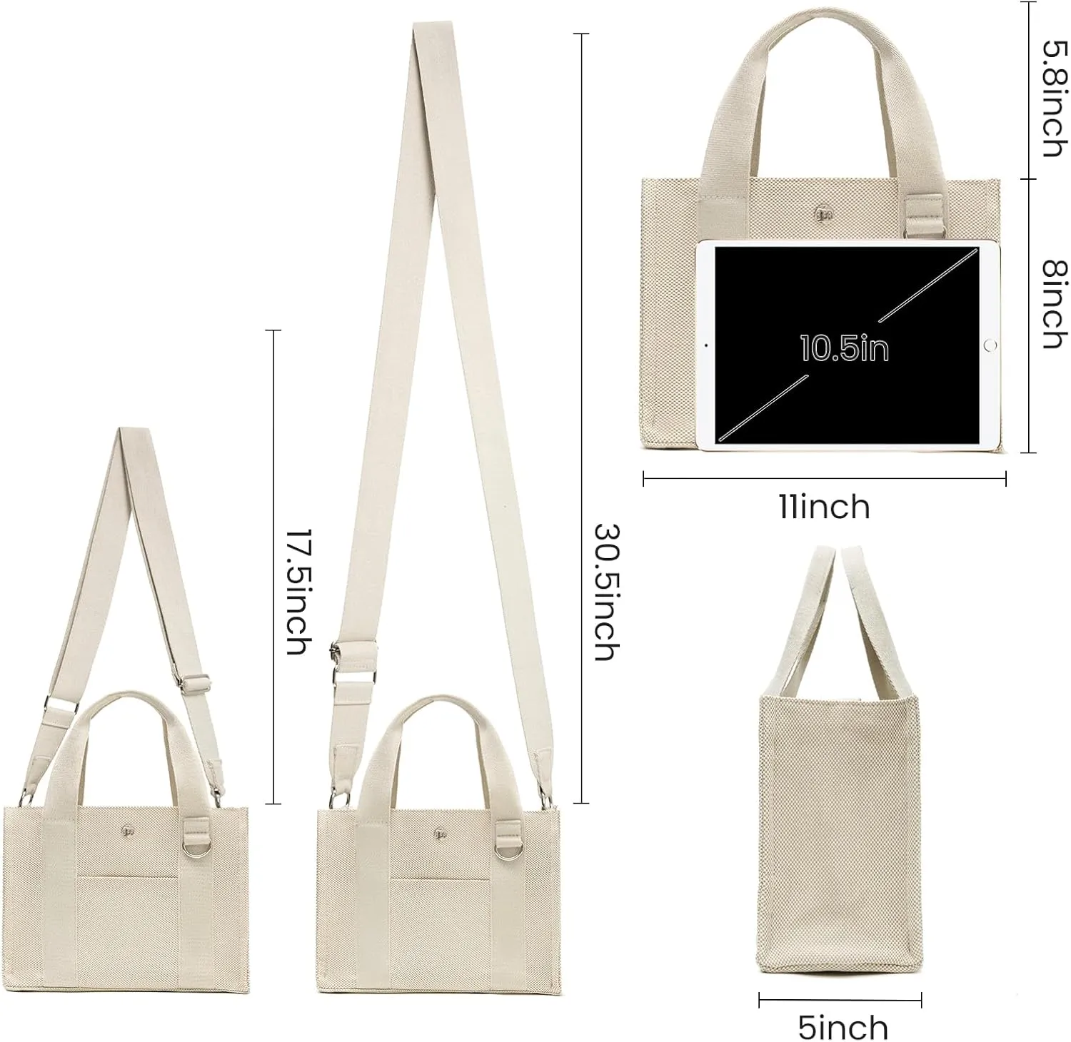 Canvas Tote Bag for Women with Pockets Bag